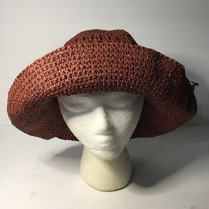 H&M Women’s Rust Colored Straw Summer Hat With Bendable Shapeable Rim Size M